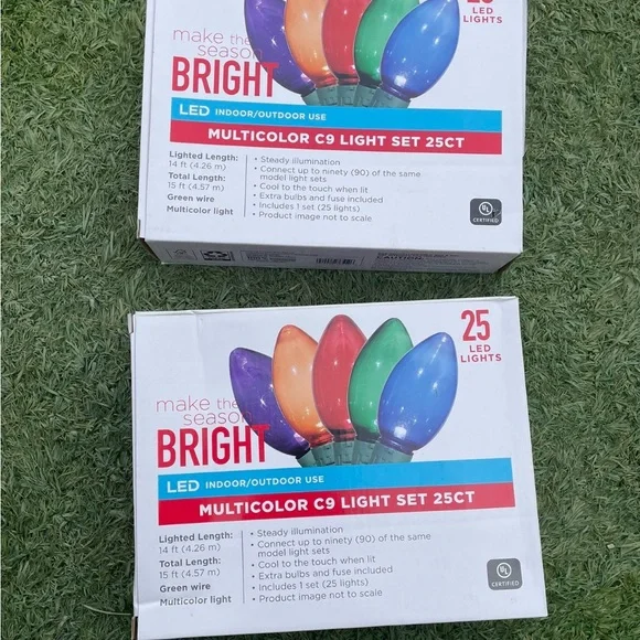 2 boxes Holiday Time LED Multicolor C9 Light Set 25ct