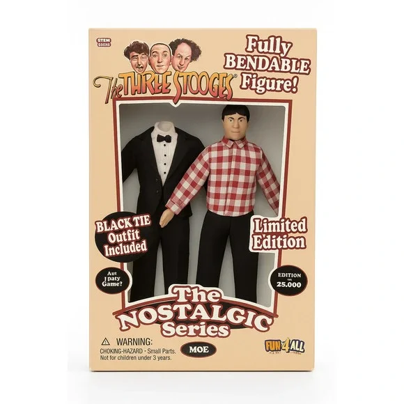THE THREE STOOGES MOE Bendable Figure Nostalgic Series Fun4All‎ Limited Edition