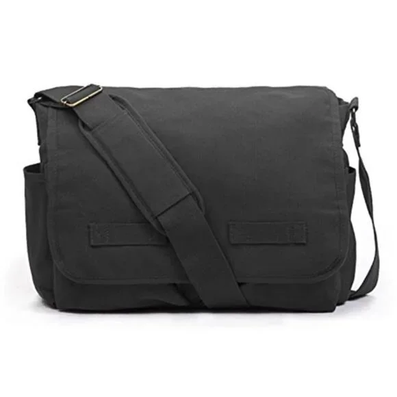 Canvas Messenger Bag Military Laptop Shoulder Crossbody 15.6in Large
