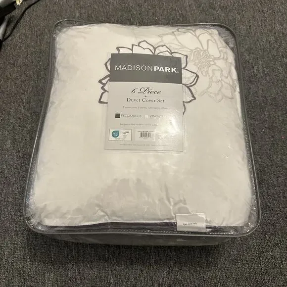 Madison Park 6 Piece Color Cotton Sateen Printed Duvet Cover Set Gray/Purple