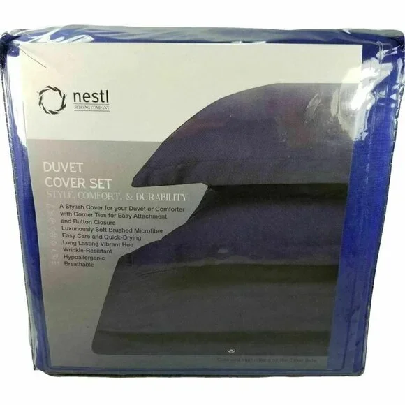 California King Bedding‎ Duvet Cover 3 Piece Set Navy Soft Microfiber New