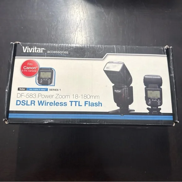 Vivitar DF-583 Power Zoom 18-180mm Wireless TTL Camera Flash Attachment