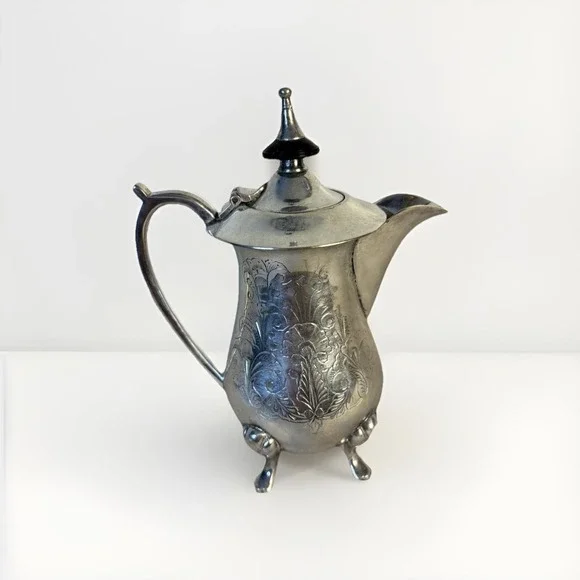 Silver Plated Vtg Creamer‎ Pitcher Detailed Design Traditional Collectible