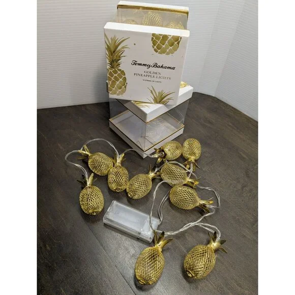 Tommy Bahama Golden Pineapple Battery-Operated String Lights 2 Sets Of 10 AA