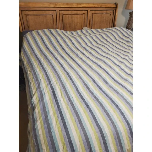 The Company Store Duvet Cover 100% Linen Beachy Striped Natural Fiber King
