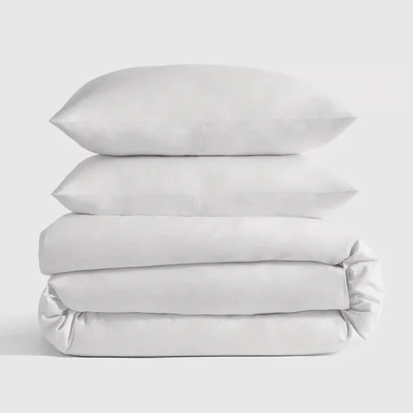 QUINCE Classic Organic Percale Duvet Cover Set Full/Queen White 3991