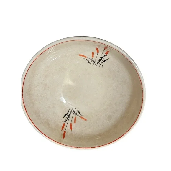 Vintage Universal Cambridge Ceramic Bowl Cream Cattail Reed‎ Cottagecore