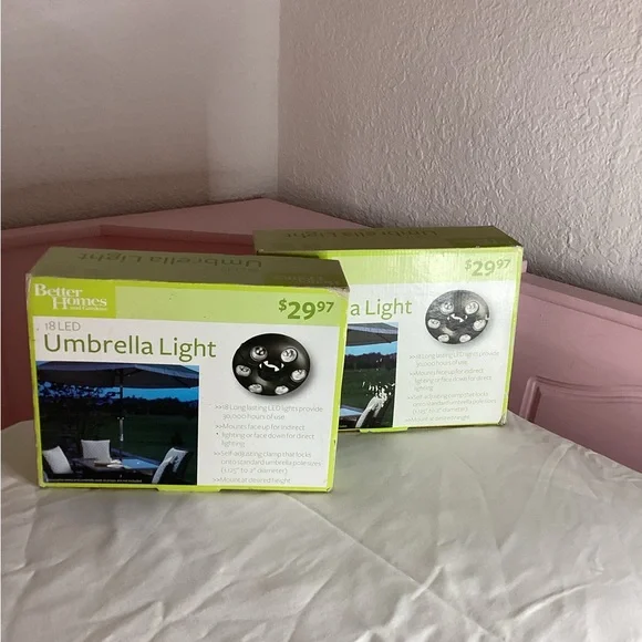 New Set Lot Bundle of 2 Pair Of Better Home & Gardens 18” Led Umbrella Light