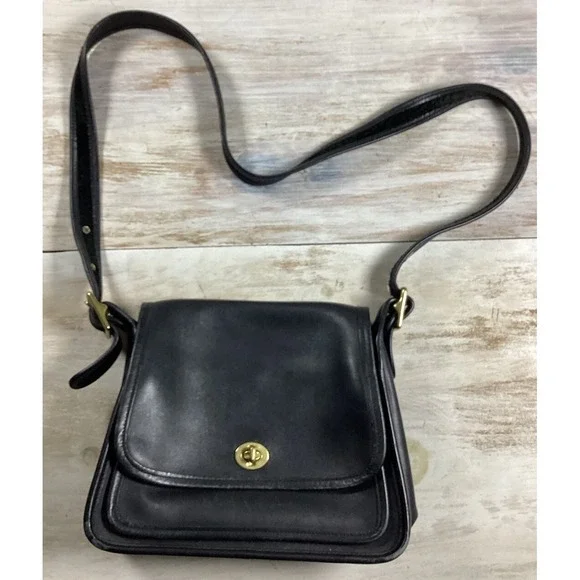 Vintage Coach Original Legacy Rambler Bag Black Leather Made in USA Turn Lock‎
