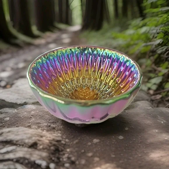 Golden Peacock Jianzhan Tenmoku Tea Cup Porcelain Tea Bowl Gold Lotus. New