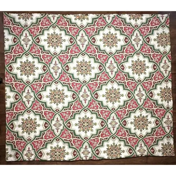 Pottery Barn King Duvet Cover ASHTON Organic Cotton White Hot Pink Green Boho