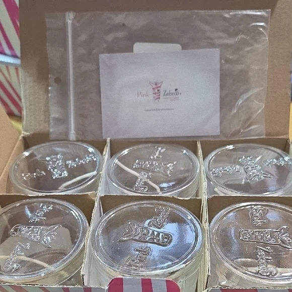 #6 Pink Zebra Elegant Glass Votive Set