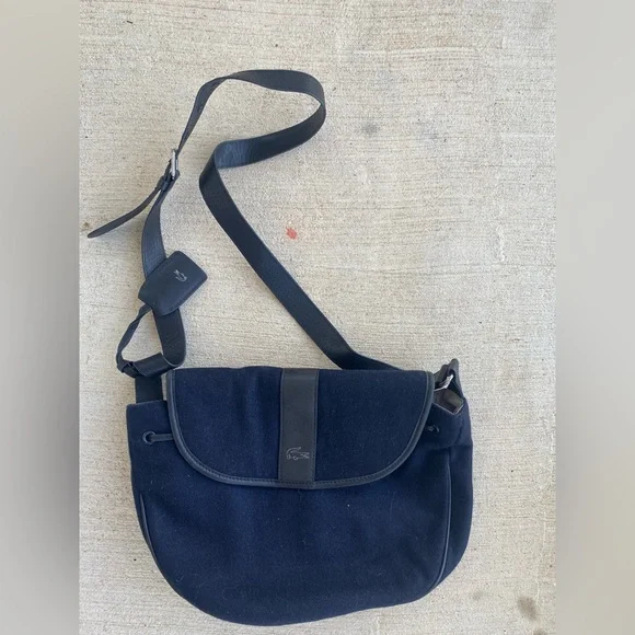 Lacoste Blue Wool Messenger Bag