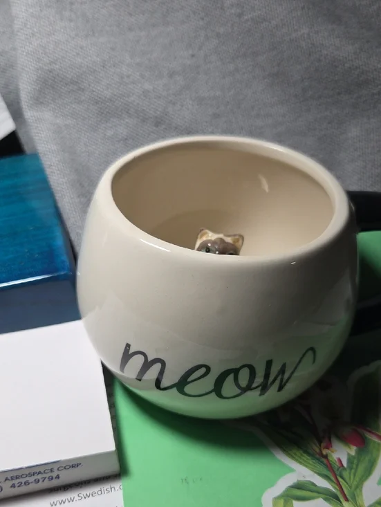 MEOW World Market Mug Cup White Siamese Kitty Peekaboo Cat
