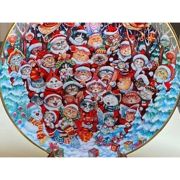 Vintage Franklin Mint SANTA CLAWS CATS by Bill Bell Porcelain 8 1/4