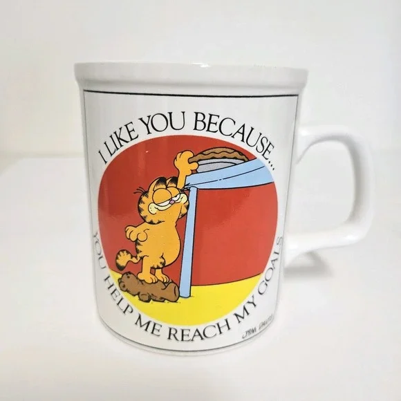 Vintage 1978 Garfield Reach My Goals Mug‎ Father's / Mother's Day Coworker Boss