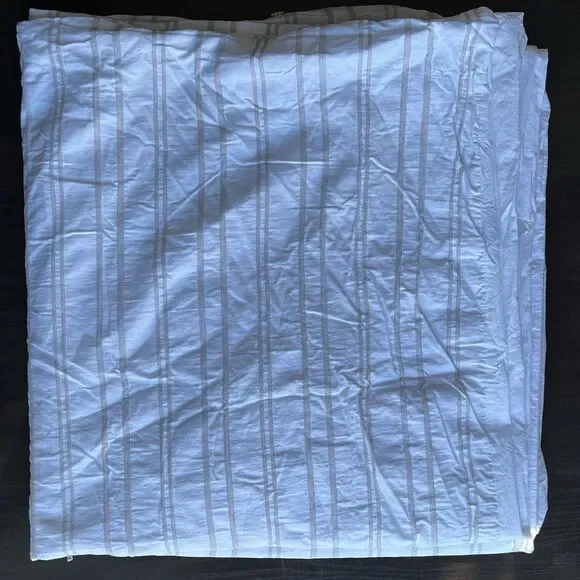INUP Home Full/Queen Duvet Cover Pinstripe Cotton Button Closure Portugal White