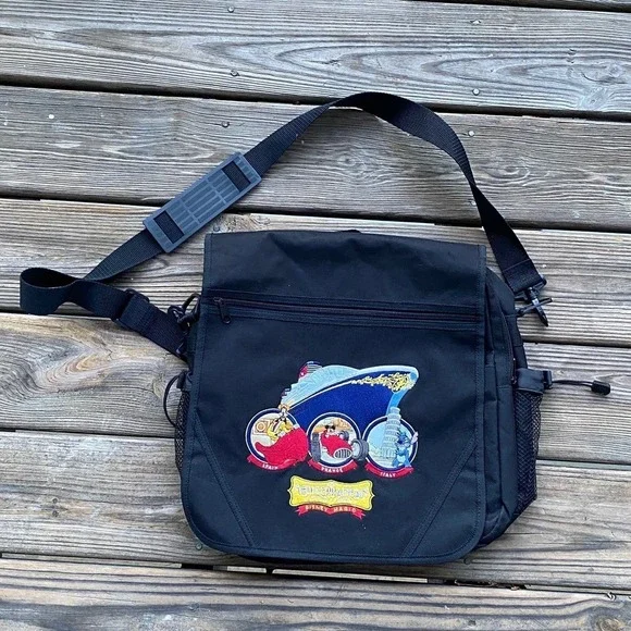 Vintage Disney Messenger Bag Unisex Large Black Excellent Mediterranean Cruise