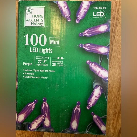 Holiday Purple LED Mini Lights NIB