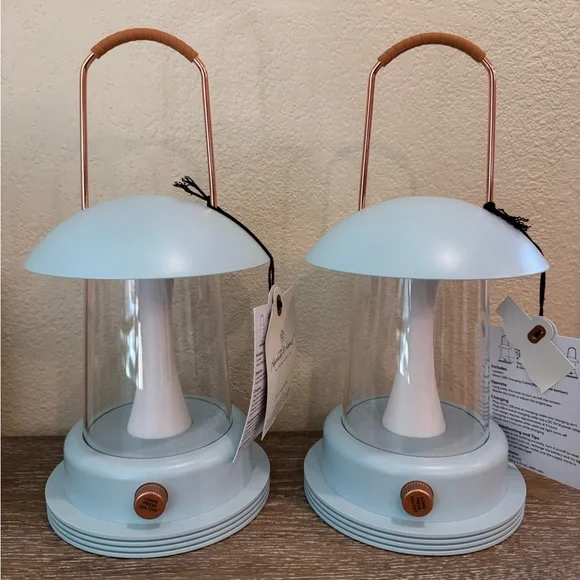 Portable LED Table Lantern Light Blue - Hearth & Hand set of 2