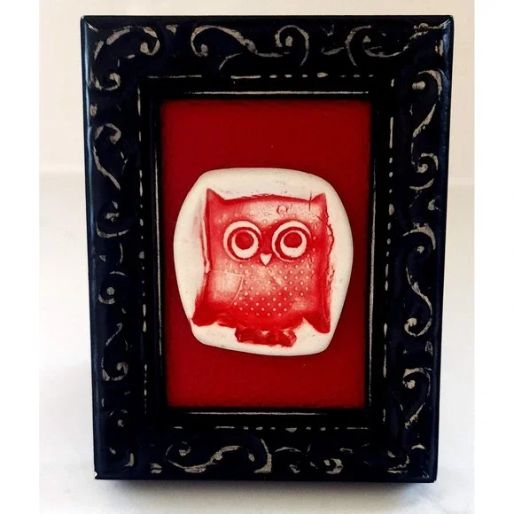 From The Heart Pottery Black‎ Frame Red Owl