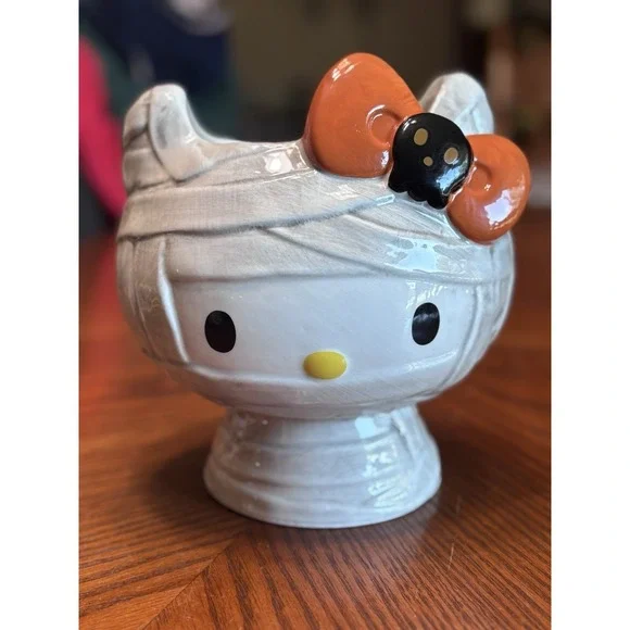 Hello Kitty Halloween Mummy Ceramic Candy Dish Bowl Jar Blue Sky Sanrio 2025