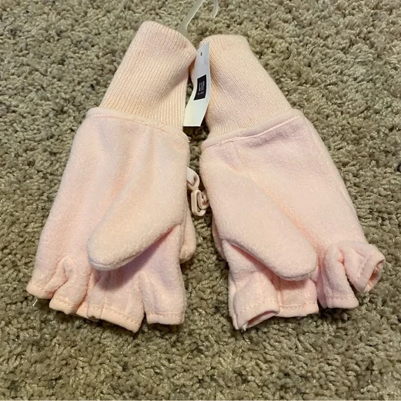 Gap Kids convertible mittens gloves light pink soft fleece size medium girls