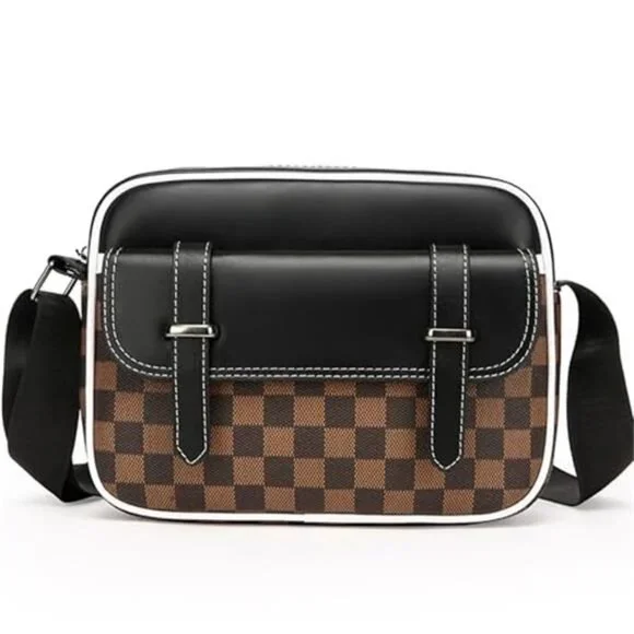 Crossbody Bag for Mens Pu leather Cross Body Purse Multi Pocket Shoulder Bag