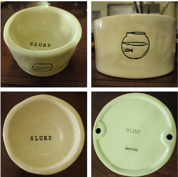 Magenta × Rae Dunn Artisan 'SLURP' Pets Bowl Cats Watering Bowl Collectible