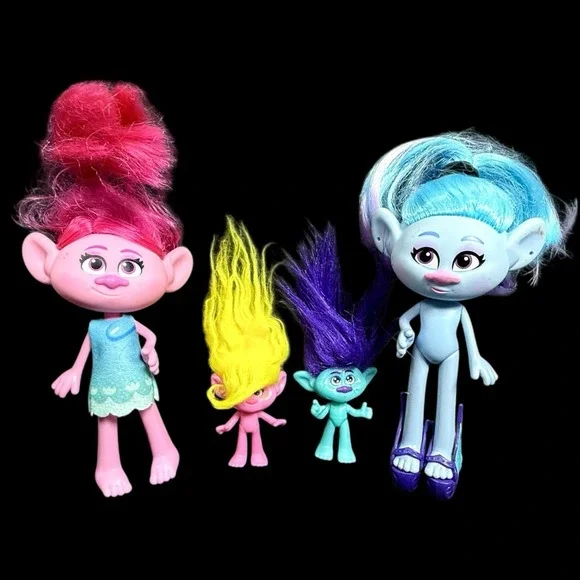 Dreamworks Trolls Dolls and Mini Figures Assorted‎ Toys Trolls Movie Lot of 4