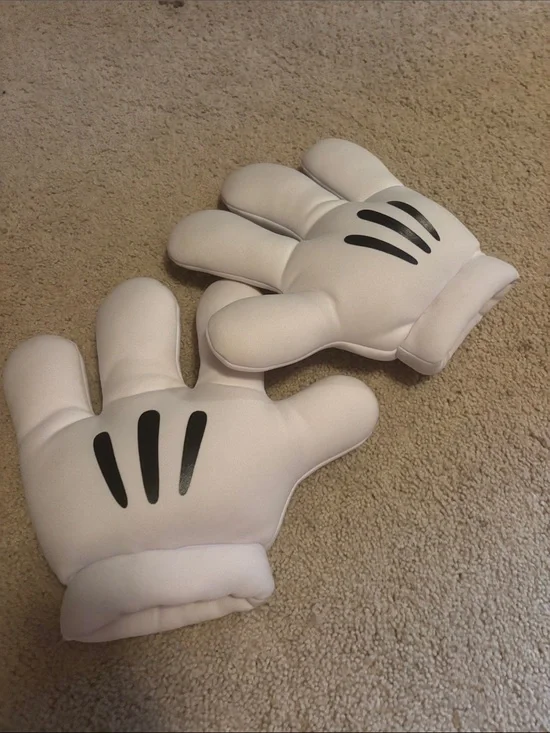 Disney White Cartoon Character Mittens with Black Details