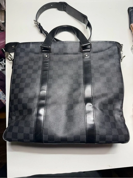 Louis Vuitton Black Damier Graphite Messenger Briefcase with Top Handles