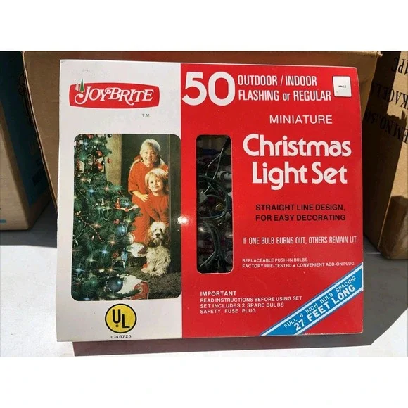 Joy Brite 50 Miniature Christmas Light Set Vintage Indoor Outdoor 27 Ft NOS