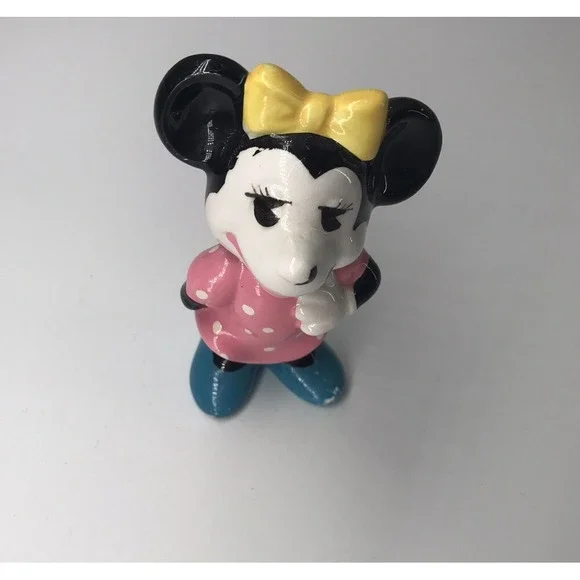 VTG MINNIE MOUSE Walt Disney Productions Japan Ceramic Figurine Yellow Bow
