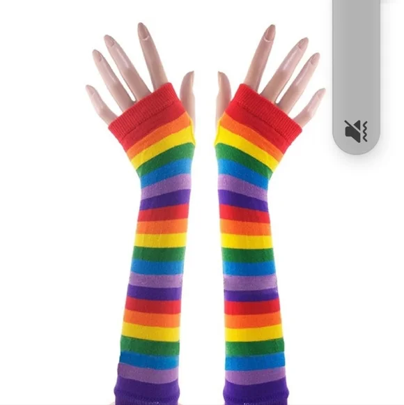 Vibrant Rainbow Striped Women's Or Kids Rainbow Arm Sleeves/warmers, New