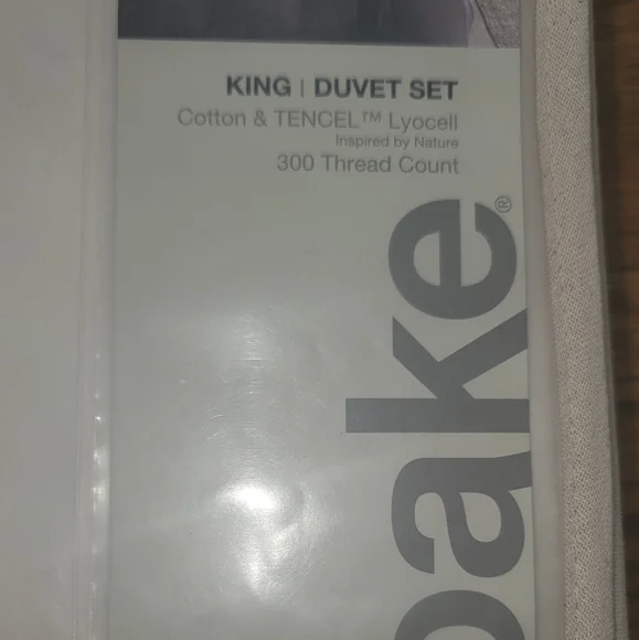NWT Oake Ivory Off White King Duvet Cotton Tencel 300 Thread Set