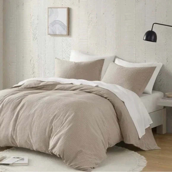 Chelsea Square Hanna Modern Boho Waffle Weave Textured Duvet Cover Set Queen