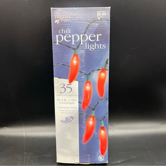 Holiday Time Red Chili Pepper Lights 35 Count New