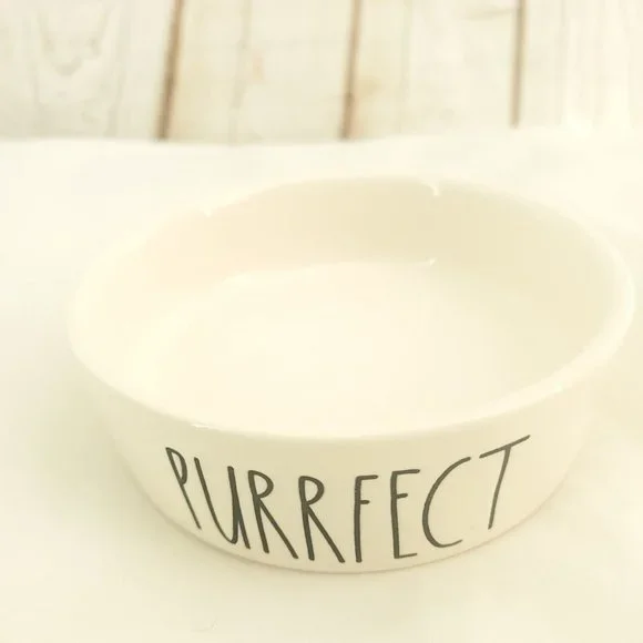 Rae Dunn Artisan Collection By Magenta White Purrfect Ceramic Cat Bowl