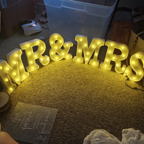 Illuminated MR & MRS Sign - Yellow LED Lights
