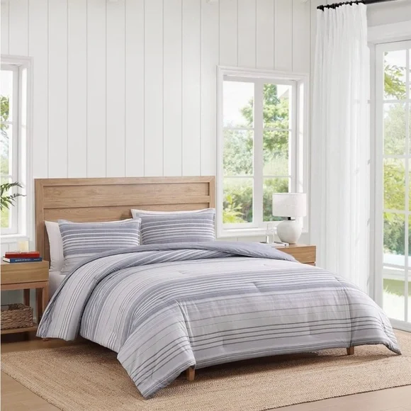 Tommy Hilfiger Bold Stripe Textured Cotton Grey Duvet Cover Set King