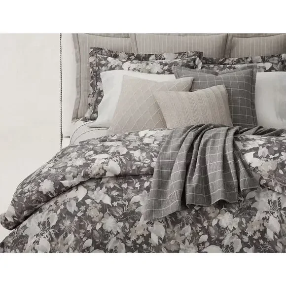 Ralph Lauren Avery Duvet Cover Full /Queen Gray Chrysanthemum Floral 92