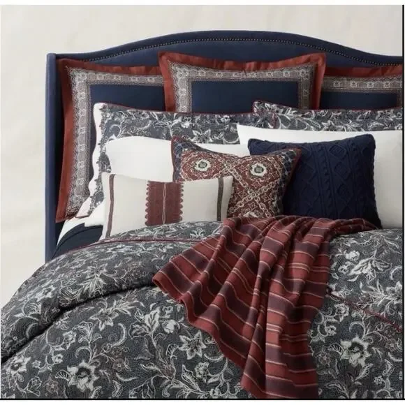 NEW Ralph Lauren Mirabelle Duvet Cover In Indigo Navy Blue Full/Queen 92