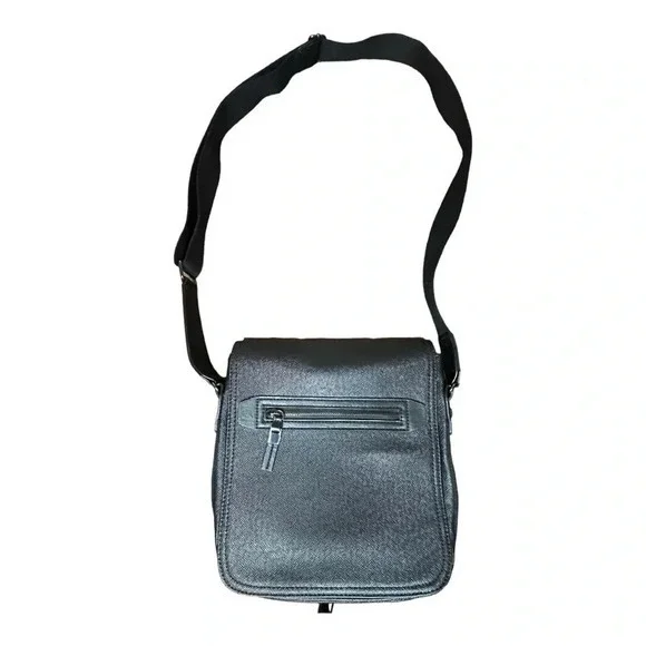 Aldo Messenger Bag Mens OS Black Textured Crossbody Flap Travel Office Bag‎