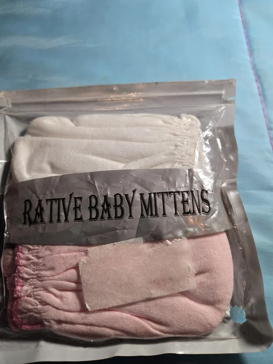 Rative Baby Mittens Pink And White New Open Pack 100%cotton
