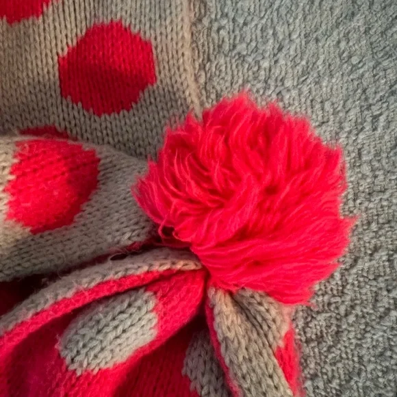 Old Navy girls winter scarf polka dots with pink pom poms
