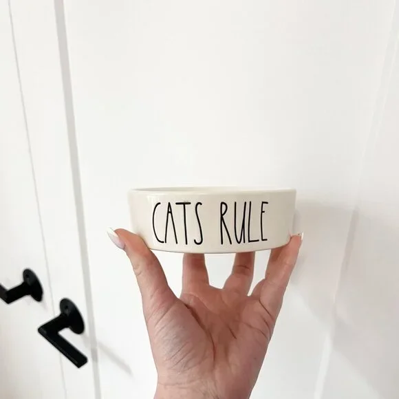 Rae Dunn Cats Rule Feeding Dish