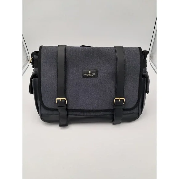 LONDON FOG Messenger Bag 100th Anniversary Denim Canvas‎ Snap Closure - NWT