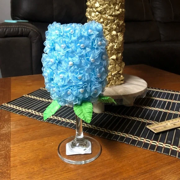 Light Blue / Pink Small Roses Lanterns