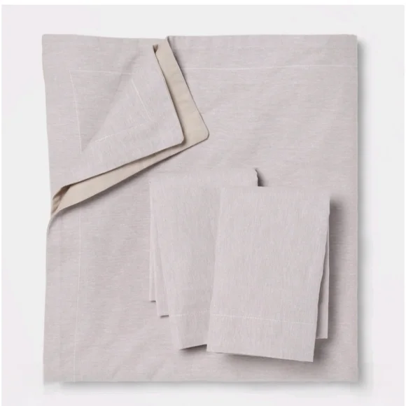 Threshold King Cotton Linen Chambray Duvet Cover & Sham Set Light Gray